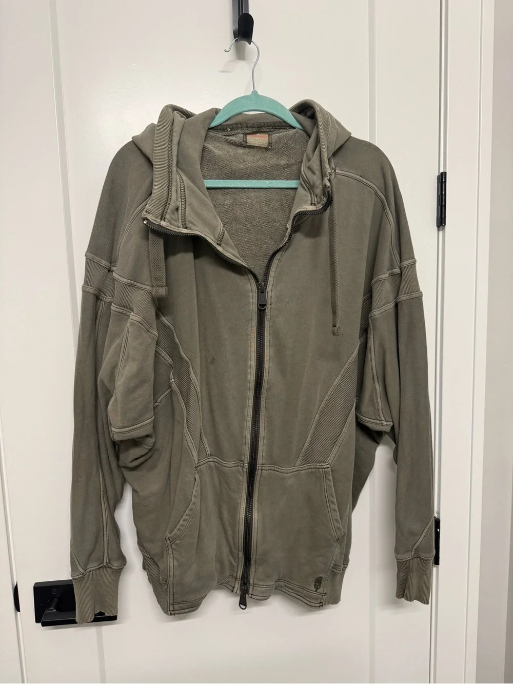 Free People Olive Zip-Up Hoodie